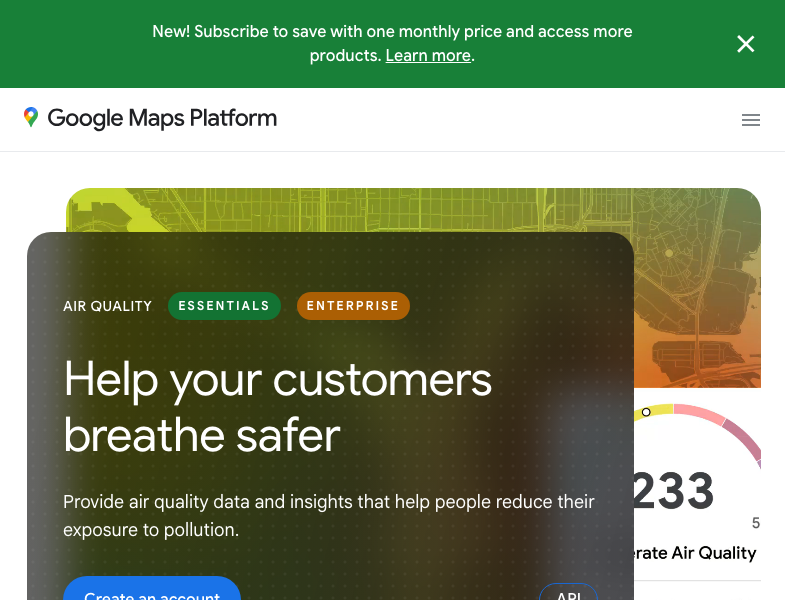 Screenshot of Google Air Quality API