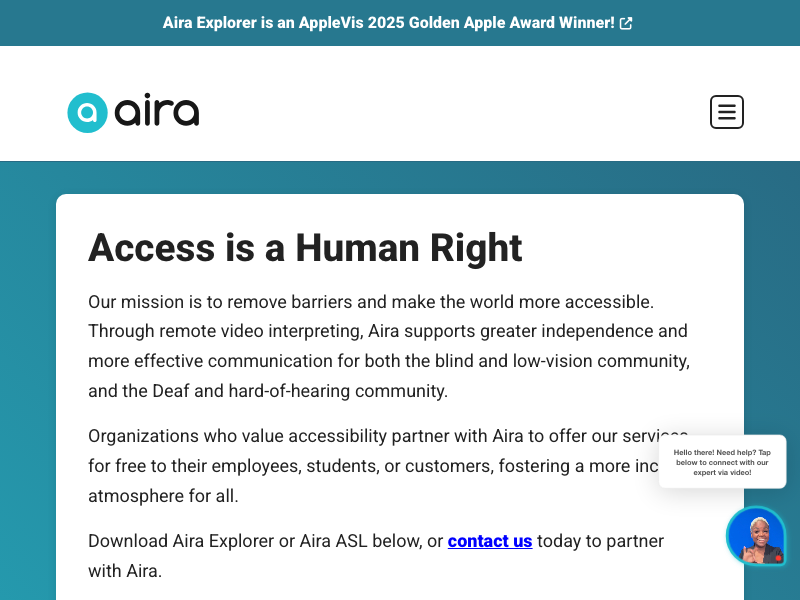 Screenshot of Aira Access