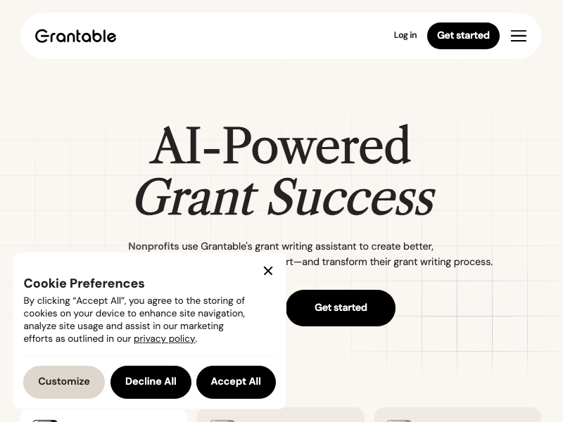 Screenshot of Grantable