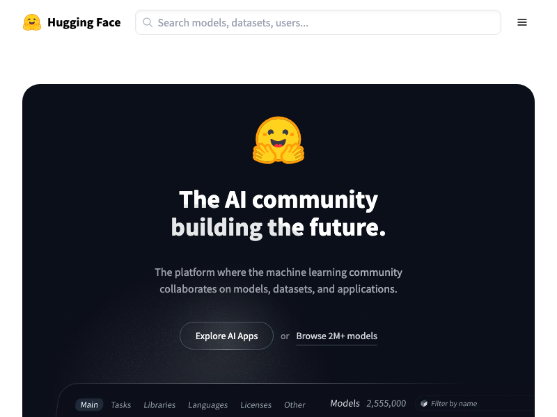 Screenshot of Hugging Face