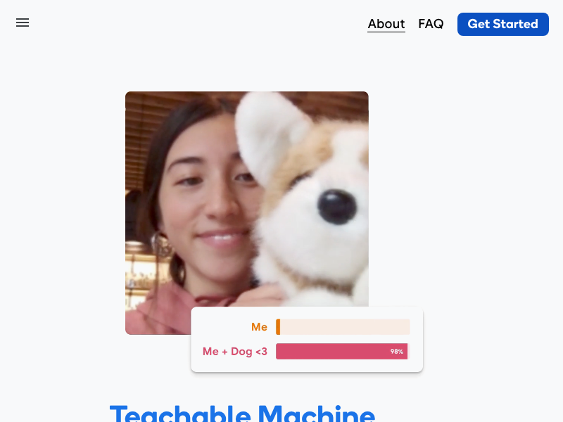 Screenshot of Teachable Machine