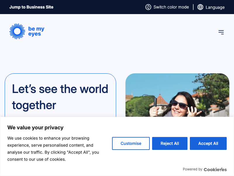 Screenshot of Be My Eyes