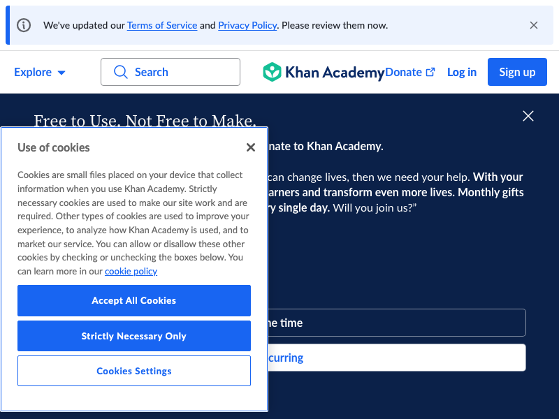 Screenshot of Khan Academy