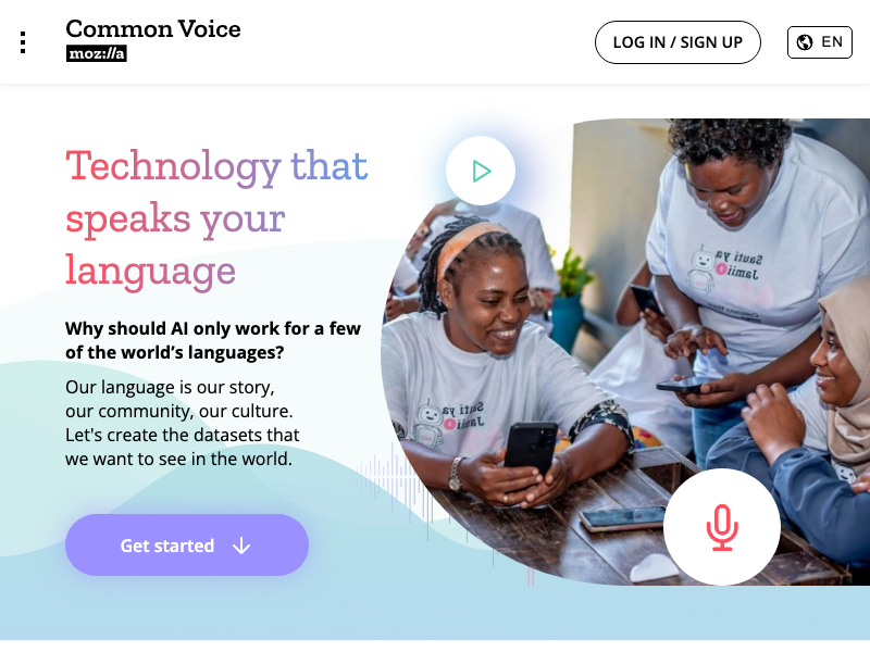 Screenshot of Common Voice