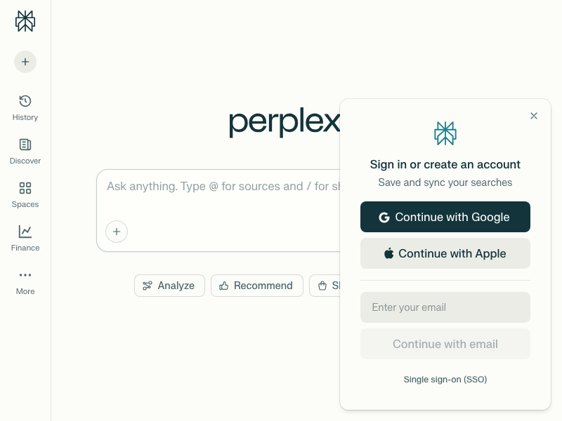 Screenshot of Perplexity
