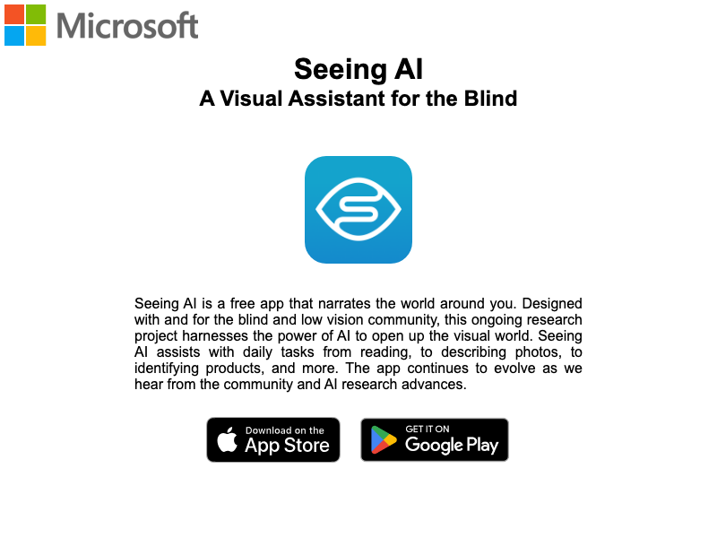 Screenshot of Seeing AI