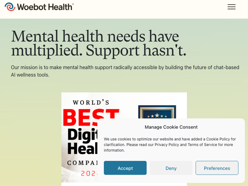 Screenshot of Woebot