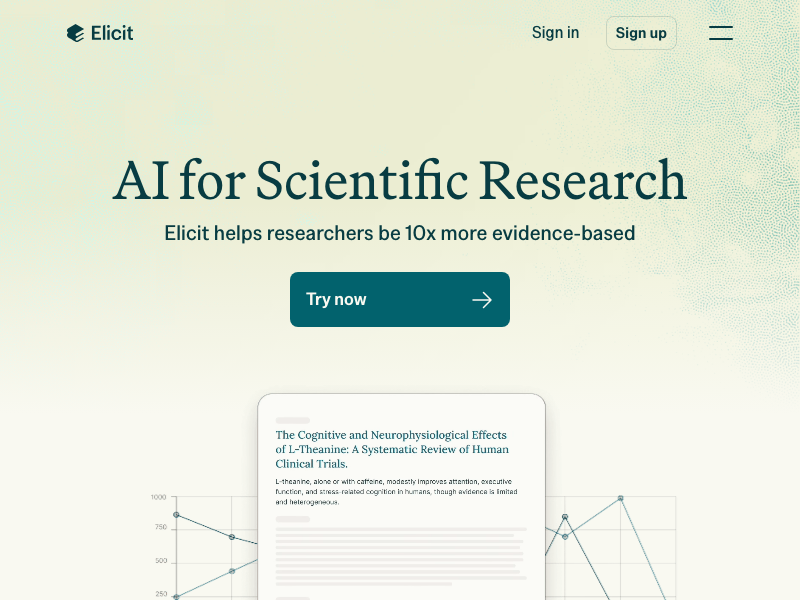 Screenshot of Elicit